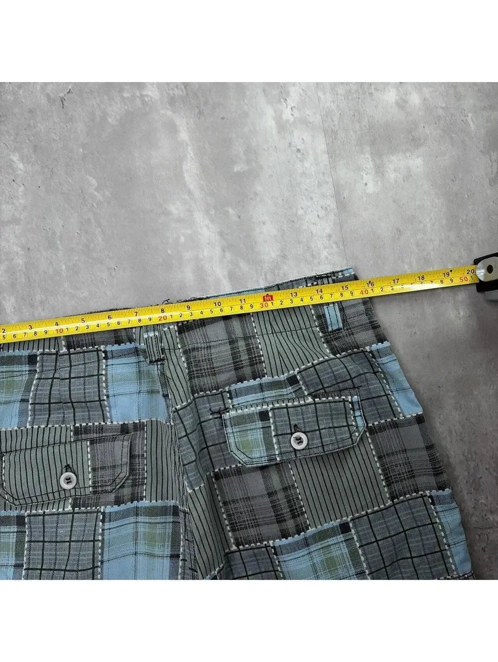 Y2K Teal Sofich Grunge Surf Plaid Baggy Cargo Skater Shorts